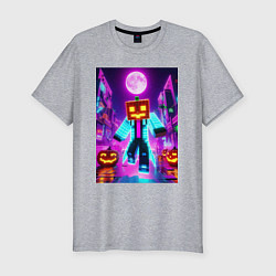 Футболка slim-fit Neon halloween and Minecraft - collaboration, цвет: меланж