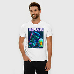 Футболка slim-fit Neon cyber beersaur - neon glow fantasy, цвет: белый — фото 2