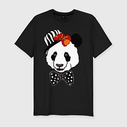 Футболка slim-fit Панда с маками, цвет: черный