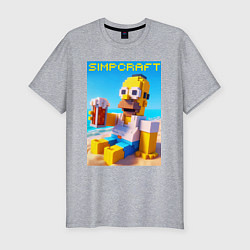 Футболка slim-fit Minecraft and Simpsons collaboration - ai art, цвет: меланж