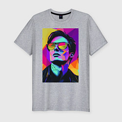 Футболка slim-fit Портрет Дурова pop art, цвет: меланж