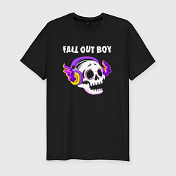 Футболка slim-fit Fall Out Boy - неоновый череп, цвет: черный