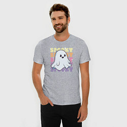 Футболка slim-fit Cute little spooky ghost, цвет: меланж — фото 2