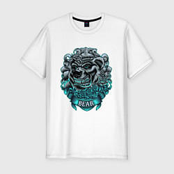 Футболка slim-fit Крутой медведь Bear неон, цвет: белый