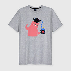 Футболка slim-fit Чаепитие у мишки, цвет: меланж