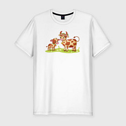 Футболка slim-fit Телёнок и корова, цвет: белый