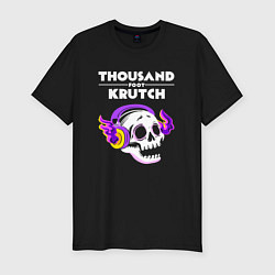 Футболка slim-fit Thousand Foot Krutch - неоновый череп, цвет: черный