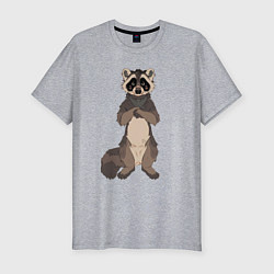 Футболка slim-fit Енот арт, цвет: меланж