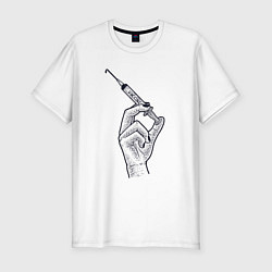 Футболка slim-fit Шприц с вакциной, цвет: белый
