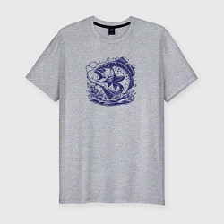 Футболка slim-fit Рыба в брызгах воды, цвет: меланж
