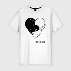 Футболка slim-fit Meet my heart, цвет: белый