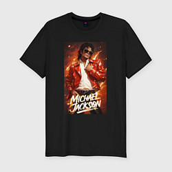 Футболка slim-fit Michael Jackson in the red jacket, цвет: черный