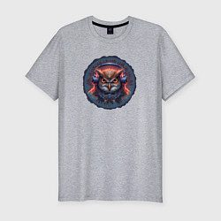 Футболка slim-fit Сова в наушниках в стиле киберпанк, цвет: меланж