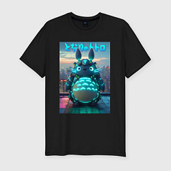 Футболка slim-fit Cyber Totoro - neon glow fantasy, цвет: черный