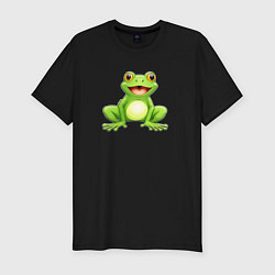 Футболка slim-fit Веселая лягушка, цвет: черный