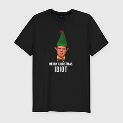 Футболка slim-fit Merry Christmas idiot, цвет: черный