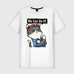 Футболка slim-fit We can do it - cat, цвет: белый