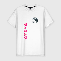 Футболка slim-fit Ведьмак волк лого, цвет: белый