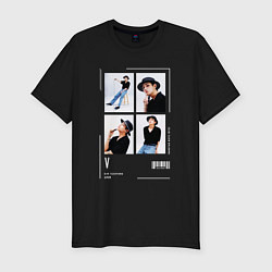 Футболка slim-fit Taehyung bts selfie, цвет: черный