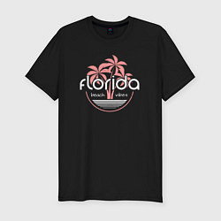 Футболка slim-fit Флорида - пляжные волны, цвет: черный
