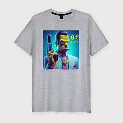 Футболка slim-fit Homer Simpson - godfather of the mafia, цвет: меланж
