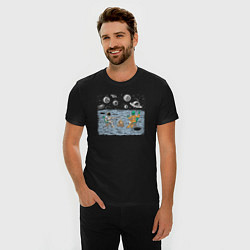 Футболка slim-fit Космический пикник, цвет: черный — фото 2