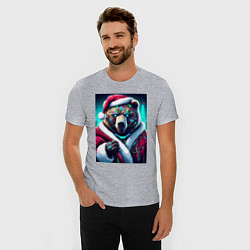Футболка slim-fit Cyber bear - Santa Claus, цвет: меланж — фото 2