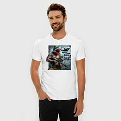 Футболка slim-fit Hyper shark monster swat - ai art fantasy, цвет: белый — фото 2