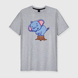 Футболка slim-fit Слонёнок на пеньке, цвет: меланж