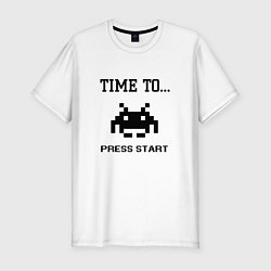 Футболка slim-fit Time to press start, цвет: белый