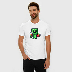 Футболка slim-fit Minecraft крипер с маком, цвет: белый — фото 2