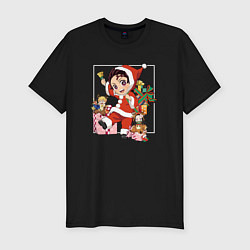 Футболка slim-fit New year Tanjiro Demon slayer, цвет: черный