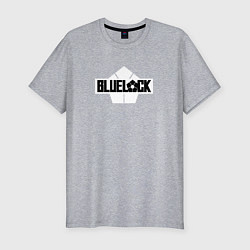 Футболка slim-fit Блю лок - логотип чб, цвет: меланж