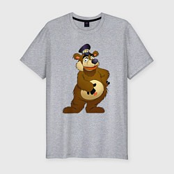 Футболка slim-fit Мишка-почтальон, цвет: меланж