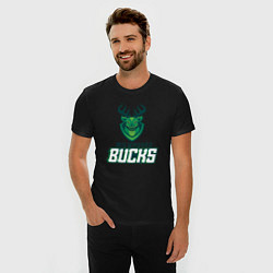 Футболка slim-fit Milwaukee Bucks NBA, цвет: черный — фото 2