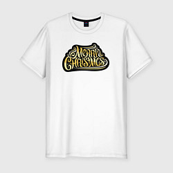 Футболка slim-fit Happy christmas, цвет: белый