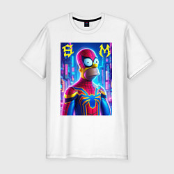 Футболка slim-fit Homer Simpson and Spider man - collaboration, цвет: белый