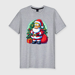 Футболка slim-fit Santa Simpson - ai art, цвет: меланж