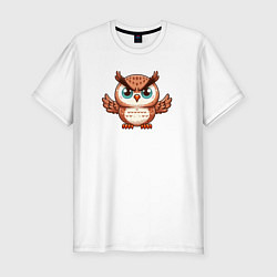Футболка slim-fit Коричневая сова, цвет: белый