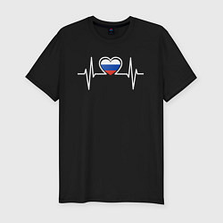Футболка slim-fit Россия в сердце, цвет: черный
