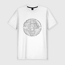 Футболка slim-fit Звезда смерти чертёж, цвет: белый