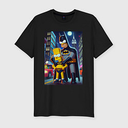 Футболка slim-fit Batsimpson with son Bart - ai art fantasy, цвет: черный