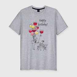 Футболка slim-fit Happy Birthday air glasses, цвет: меланж