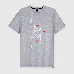 Футболка slim-fit I love you - hearts, цвет: меланж