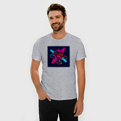 Футболка slim-fit Неоновый демон они, цвет: меланж — фото 2