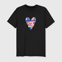 Футболка slim-fit Сердечко - мозаика, цвет: черный