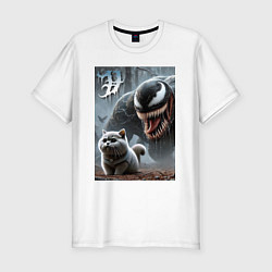 Футболка slim-fit Venom wants to move into a purebred cat, цвет: белый