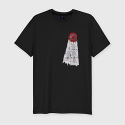 Футболка slim-fit Печать космодесантника, цвет: черный