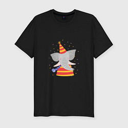 Футболка slim-fit Праздничный слон, цвет: черный