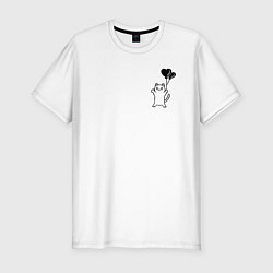 Футболка slim-fit Белая кошка с шариком, цвет: белый